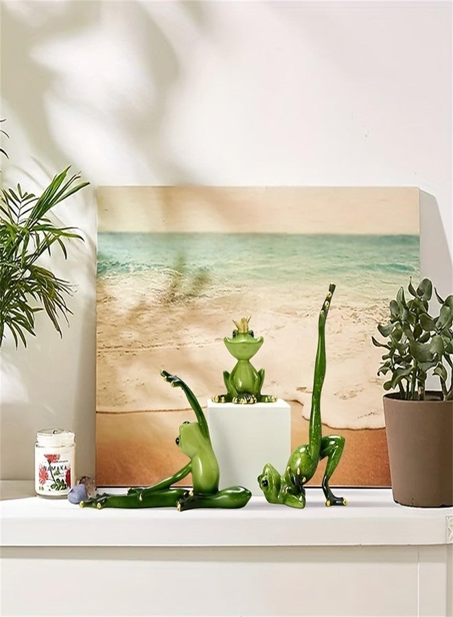 LINZHEN Crown Pastoral Yoga Frog Ornament,Decorate Living Room, Balcony, or Desktop Bookcase with Resin Crafted Frog Figurine,Perfect Yard and Holiday Supplies for Patio and Lawn Décor - Image 4